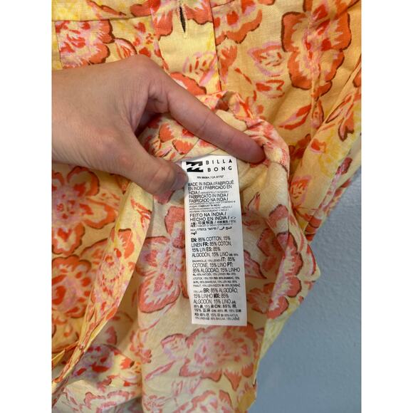 Billabong Far‎ Away Linen and Cotton Floral Mini Dress Size: M - NWT - Picture 3 of 5